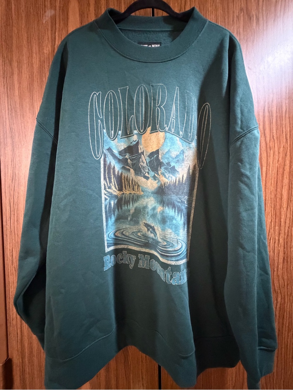 NWOT Men's Dark Green Colorado Graphic Oversized Sweatshirt size XXL